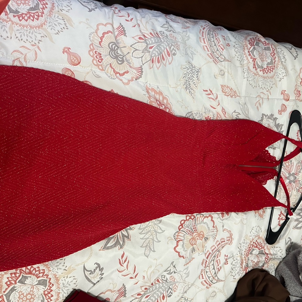 Planet Gold Red Halter Dress